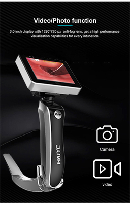 Laryngoscope วิดีโอไฟเบอร์ออปติกแบบใช้แล้วทิ้ง 32GB Endoscope อิเล็กทรอนิกส์ดมยาสลบ